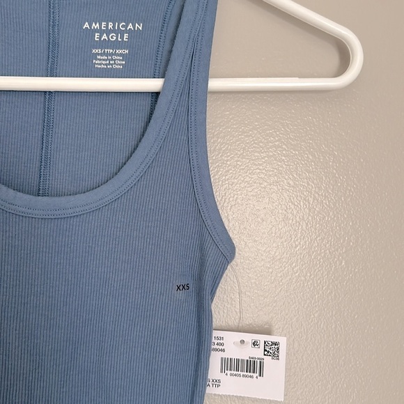 AE Fitted Blue Ribbed Tank Top - Picture 3 of 5